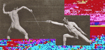 illustration/collage d'images de Muybridge et de glitch : Franck Le Dortz